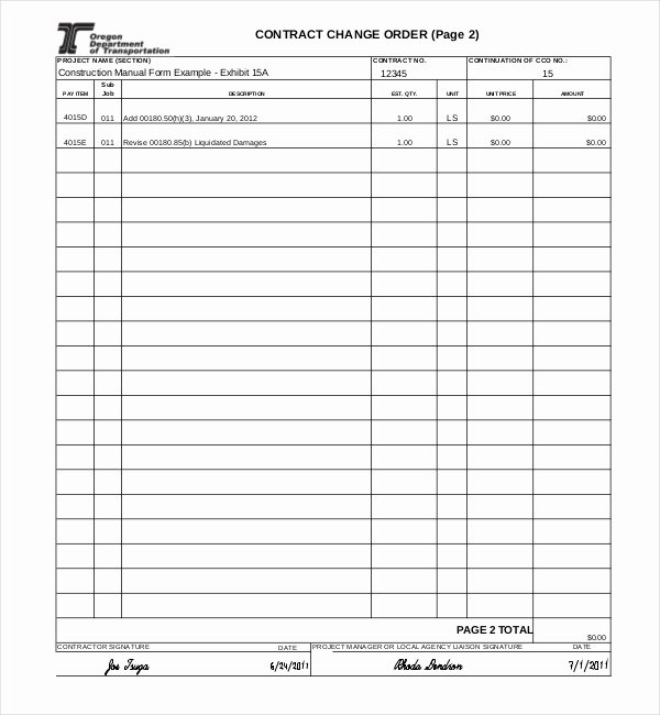 Change order Template for Construction New 10 Sample Construction Change order forms