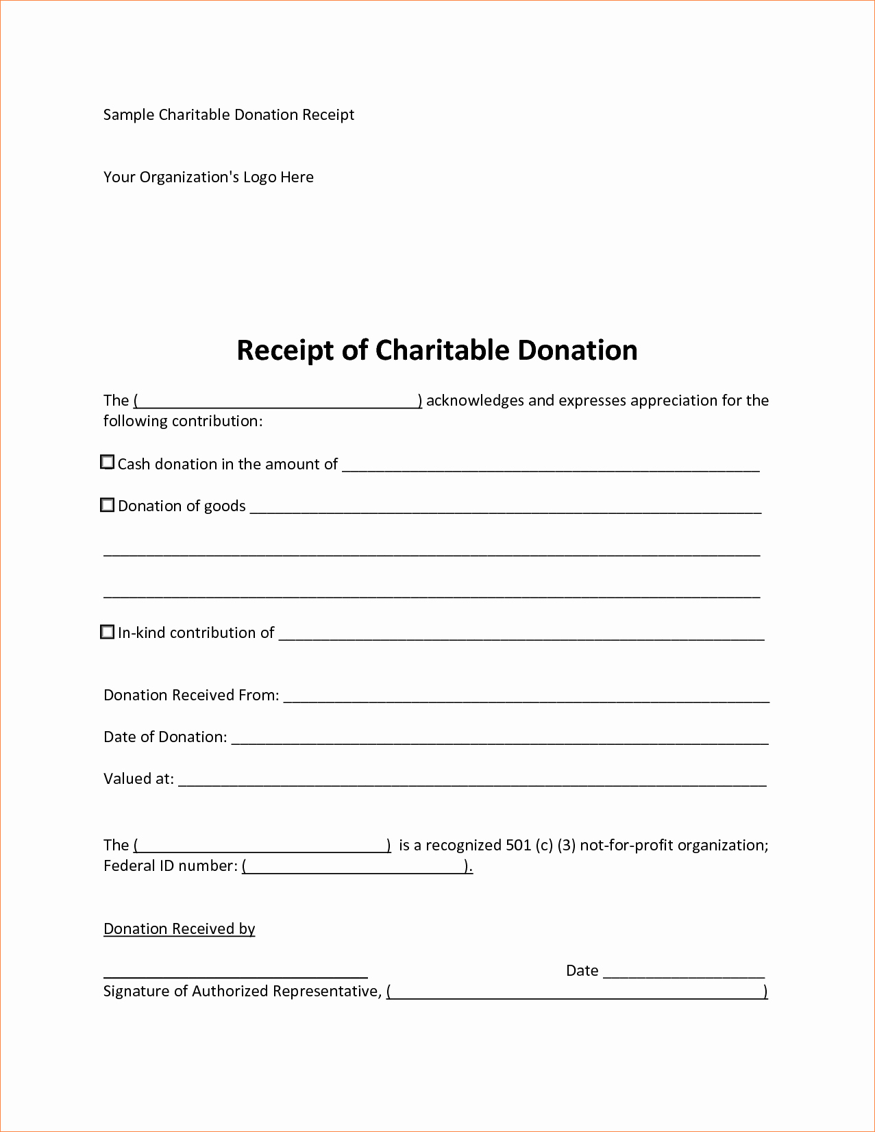 Charitable Contribution Receipt Template Best Of 5 Sample Donation Receipt