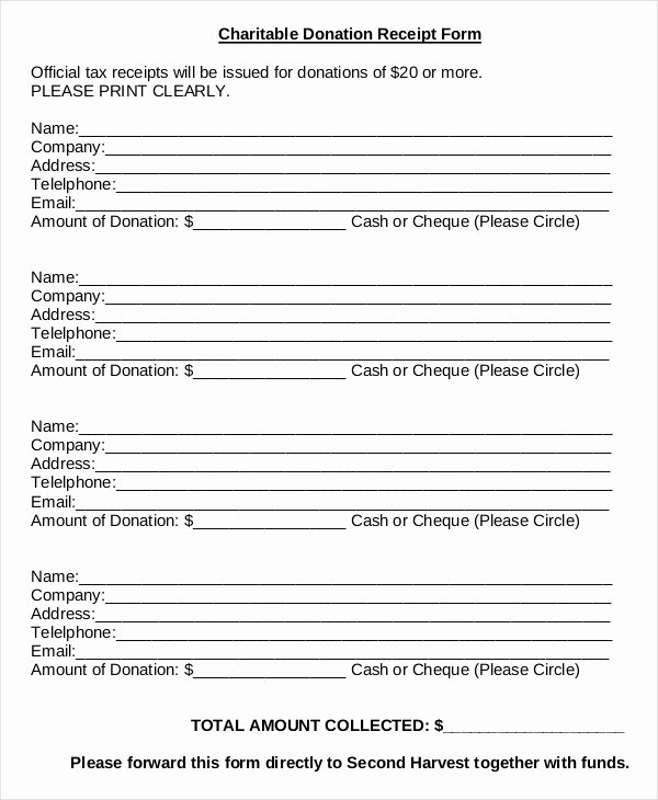 Charitable Contribution Receipt Template Fresh Donation Sheet Template 4 Free Pdf Documents Download
