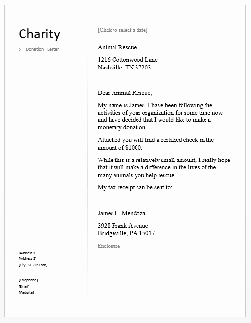 Charitable Donation Letter Template Best Of Charity Donation Letter – Free Sample Letters