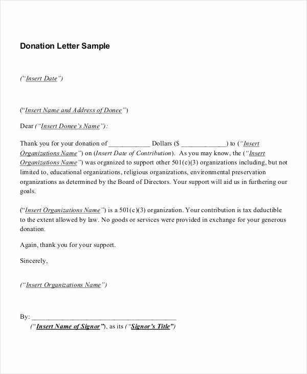 Charitable Donation Letter Template Fresh Donation Thank You Letter 6 Free Word Pdf Documents