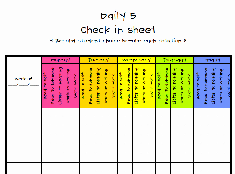 Check In Sheet Template Awesome A Teacher S Plan the Daily 5