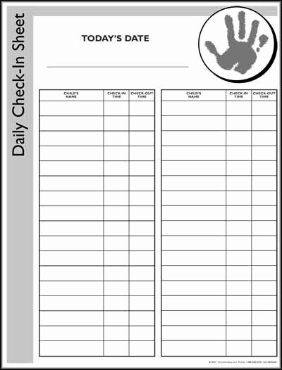 Check In Sheet Template Luxury Nursery Check In form 2
