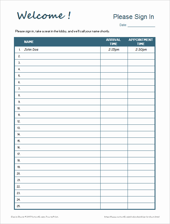 Check In Sheet Template Unique Printable Sign In Sheet