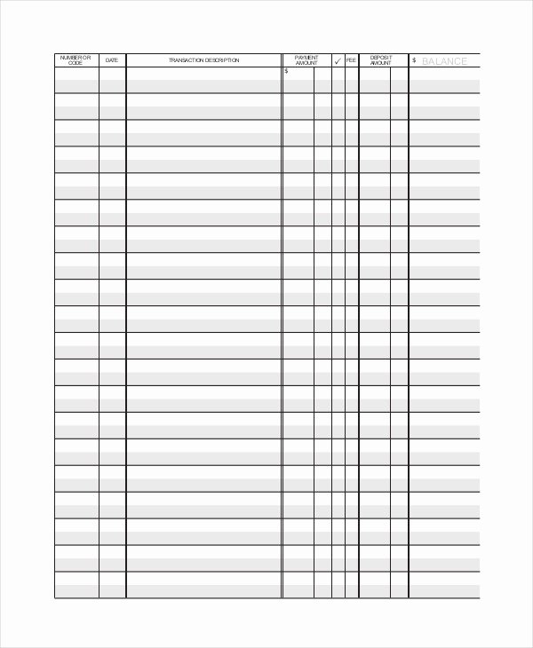 Check Register Template Printable Awesome Checkbook Register Template
