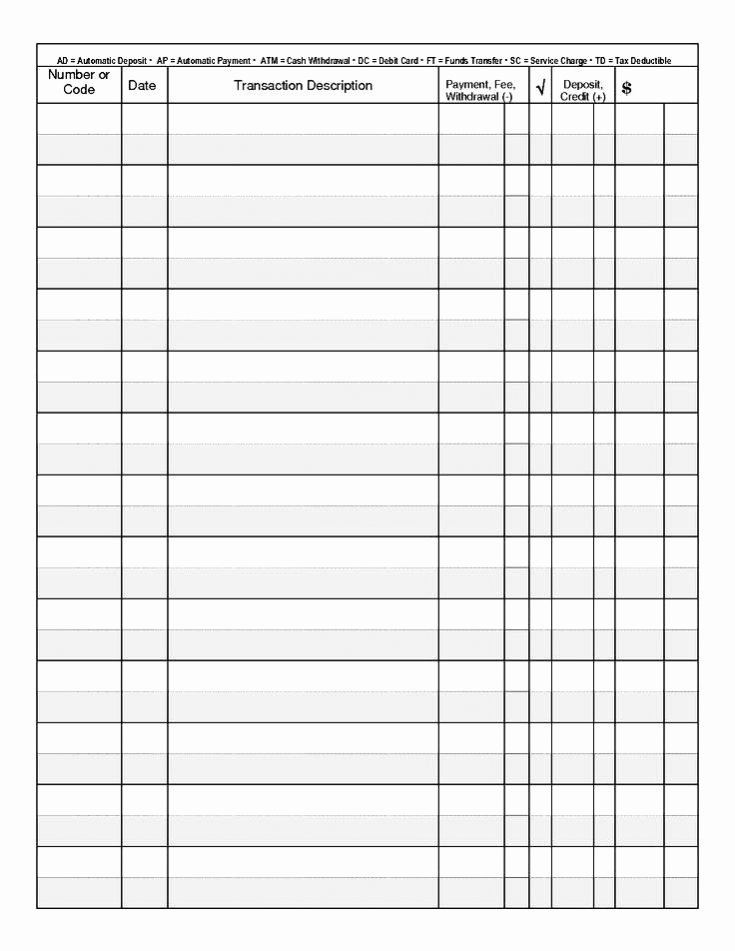 Check Register Template Printable Unique Free Check Register Template Excel