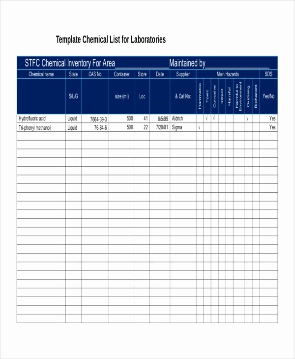 Chemical Inventory List Template Fresh 17 Inventory Templates Free Sample Example format