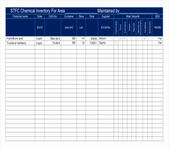 Chemical Inventory List Template Inspirational 15 Chemical Inventory Templates – Free Sample Example