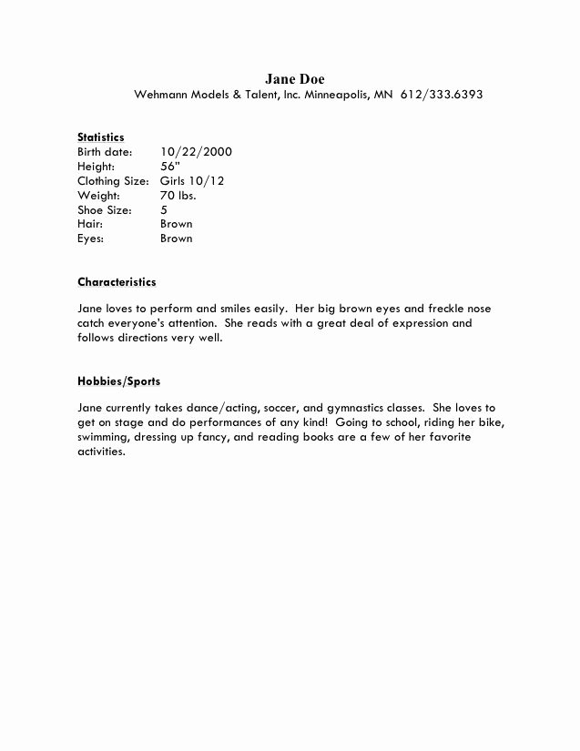 Child Actor Resume Template Awesome Sample Acting Resume No Experience Best Resume Collection