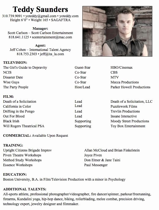 Child Actor Resume Template Elegant Voice Acting Resume Best Resume Collection