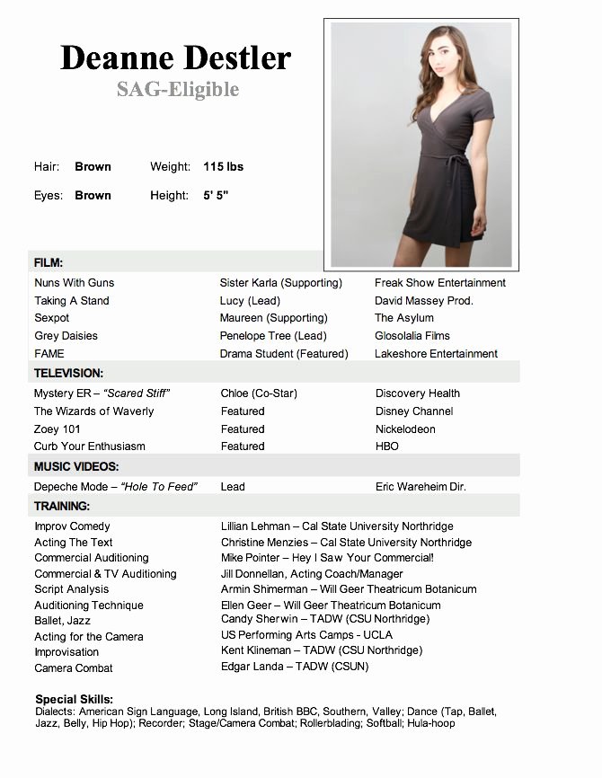 Child Actor Resume Template Unique Acting Resume Sample No Experience
