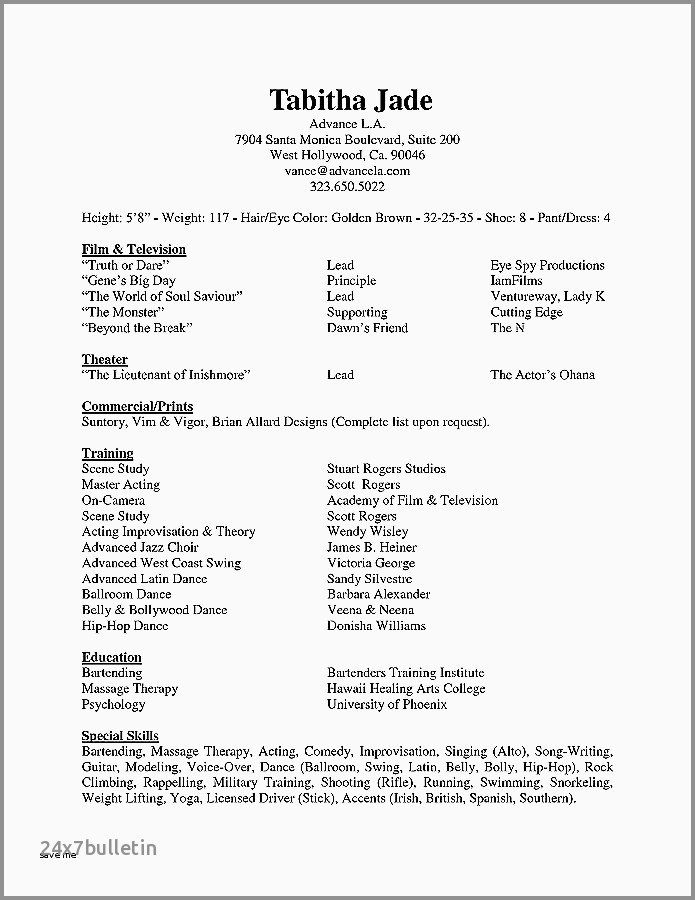 Child Actor Resume Template Unique How to Write An Acting Resume