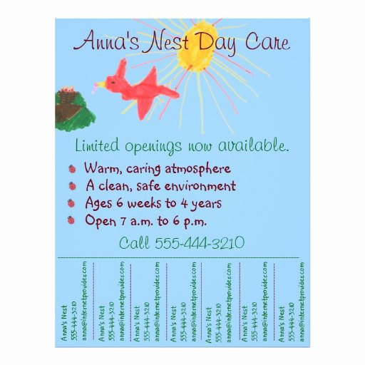 Child Care Flyer Template Fresh Child Care Flyer Day Care Flyer W Tear Off Info
