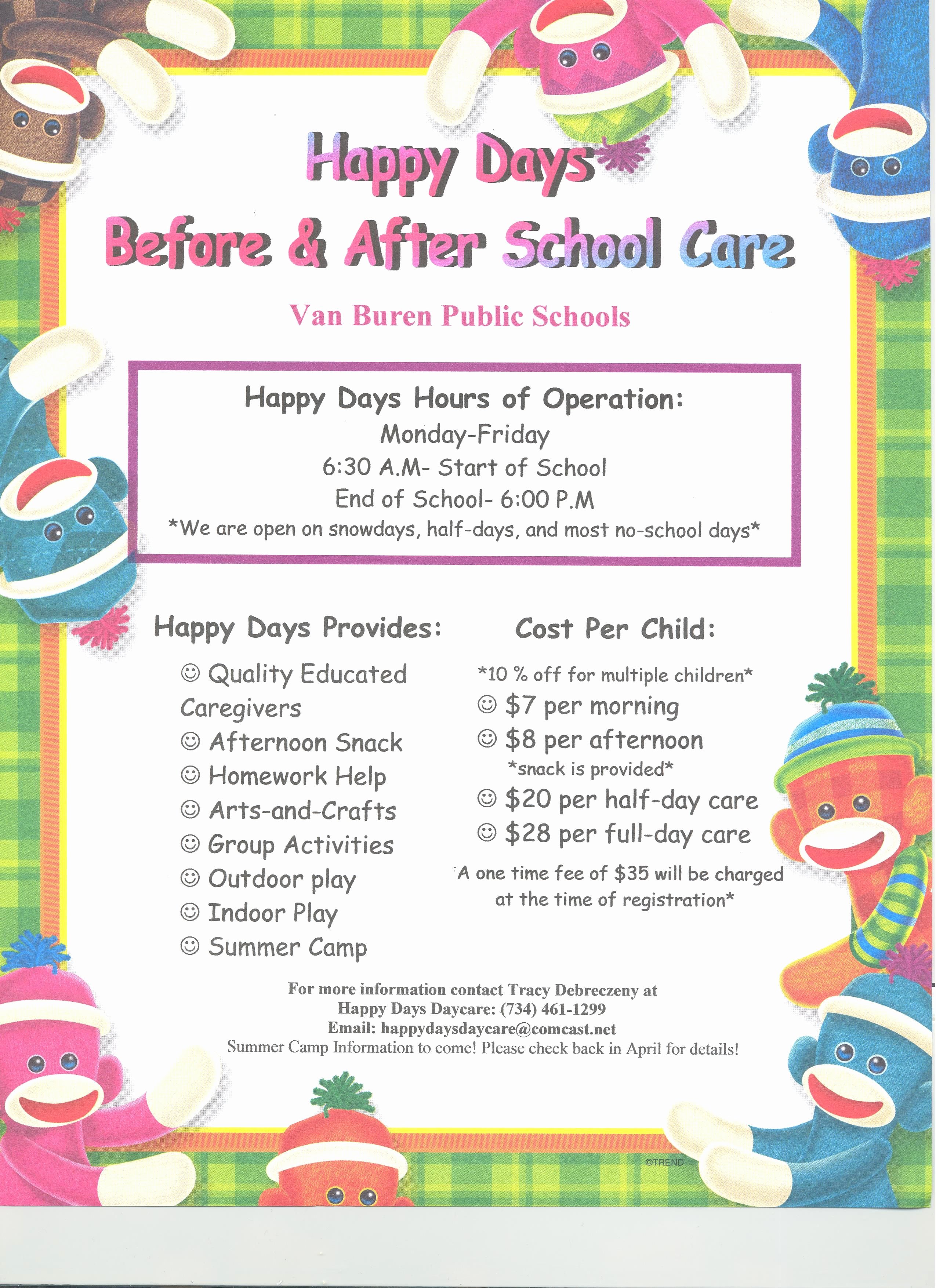 Child Care Flyer Template Inspirational Please See the Happy Days Day Care Flyer