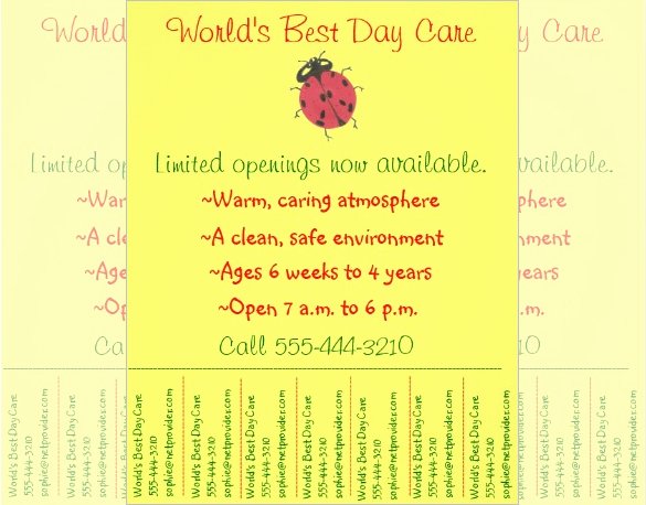 Child Care Flyer Template Unique 20 Daycare Flyer Templates Word Psd Ai Vector Eps