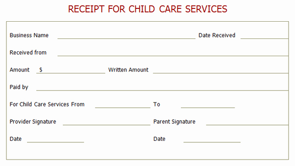 Child Care Receipts Template Beautiful Professional Receipt for Child Care Services