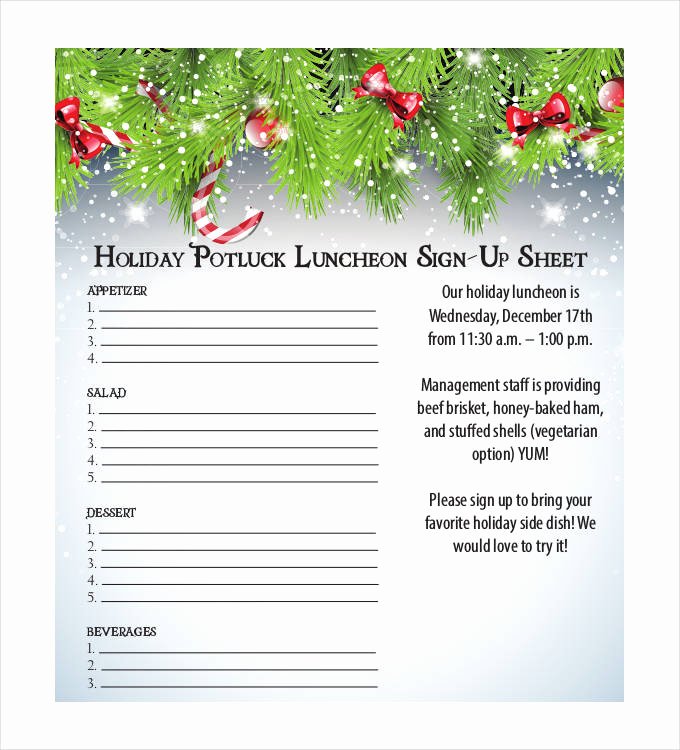 Christmas Potluck Signup Sheet Template Beautiful Sign Up Sheets 58 Free Word Excel Pdf Documents