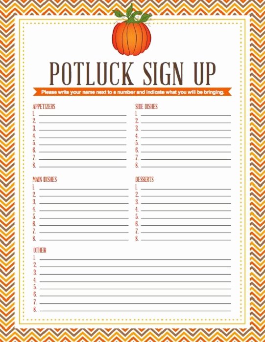 Christmas Potluck Signup Sheet Template Unique Potluck Dinner Sign Up Sheet Printable