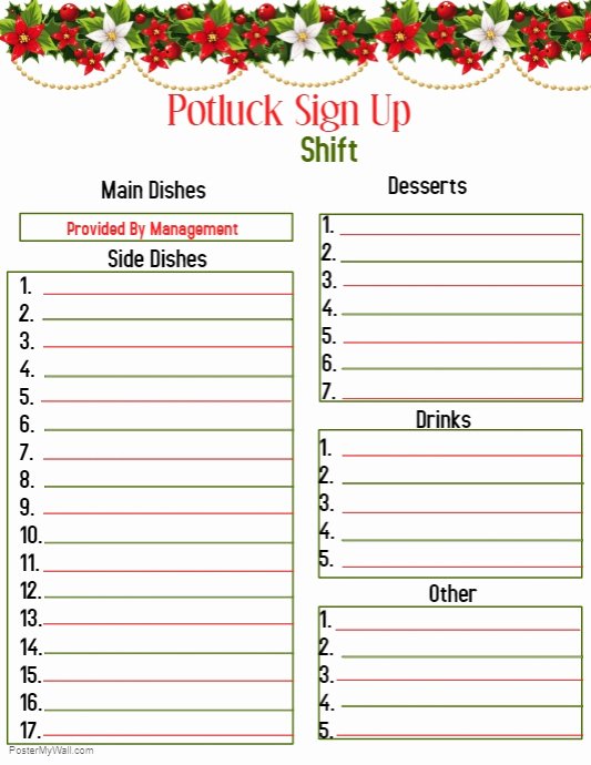 Christmas Potluck Signup Sheet Template Unique Potluck Sign Up Template