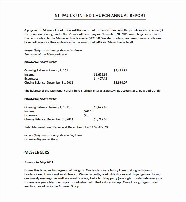 Church Financial Report Template Awesome 10 Annual Financial Report Templates