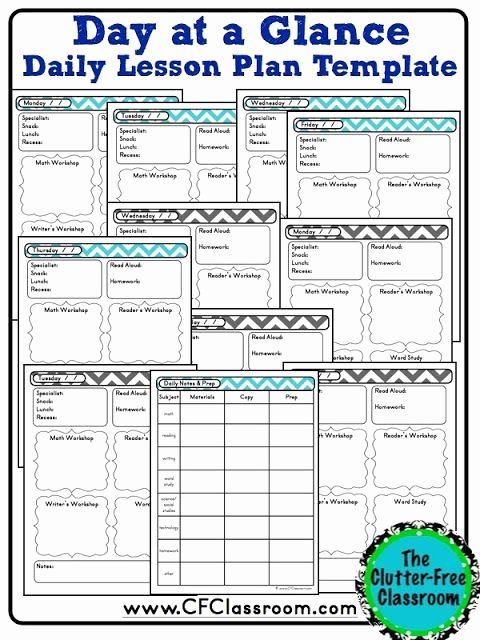 Classroom Management Plan Template Elementary Awesome Clutter Free Classroom Day at A Glance Daily Lesson