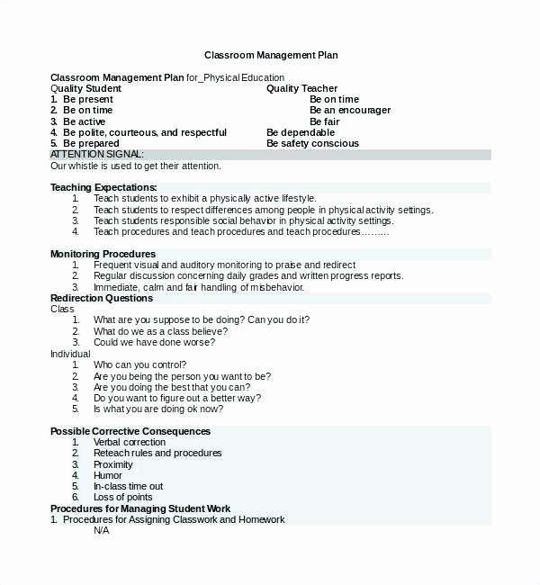 Classroom Management Plan Template Elementary New Image Result for Sample Classroom Behavior Management Plan