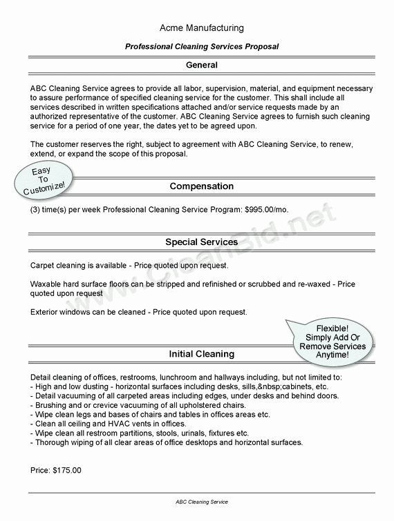 Cleaning Bid Proposal Template Lovely 6 Cleaning Proposal Templates – Proposal Template