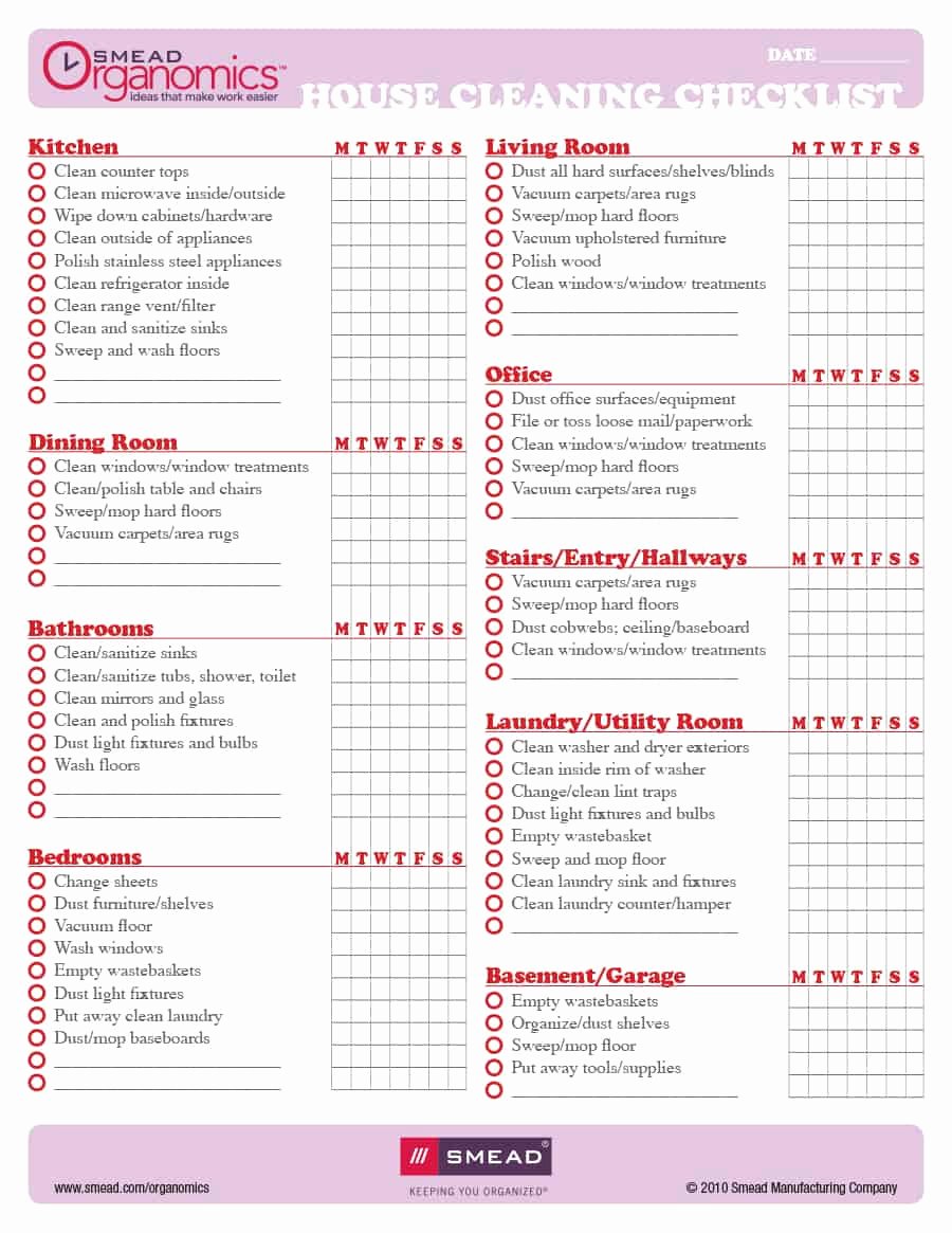 Cleaning Business Checklist Template Fresh 40 Printable House Cleaning Checklist Templates Template Lab