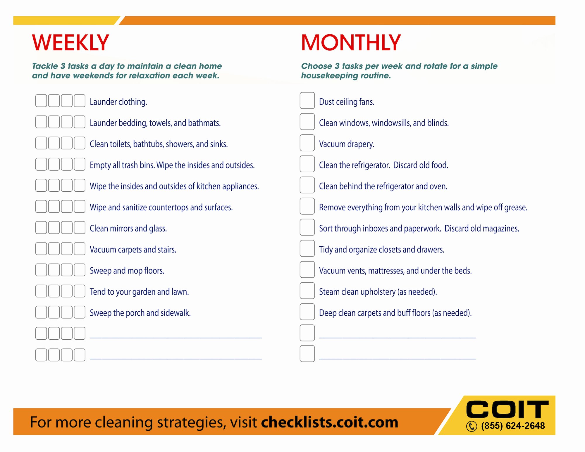 Cleaning Business Checklist Template Lovely Weekly and Monthly House Cleaning Checklist