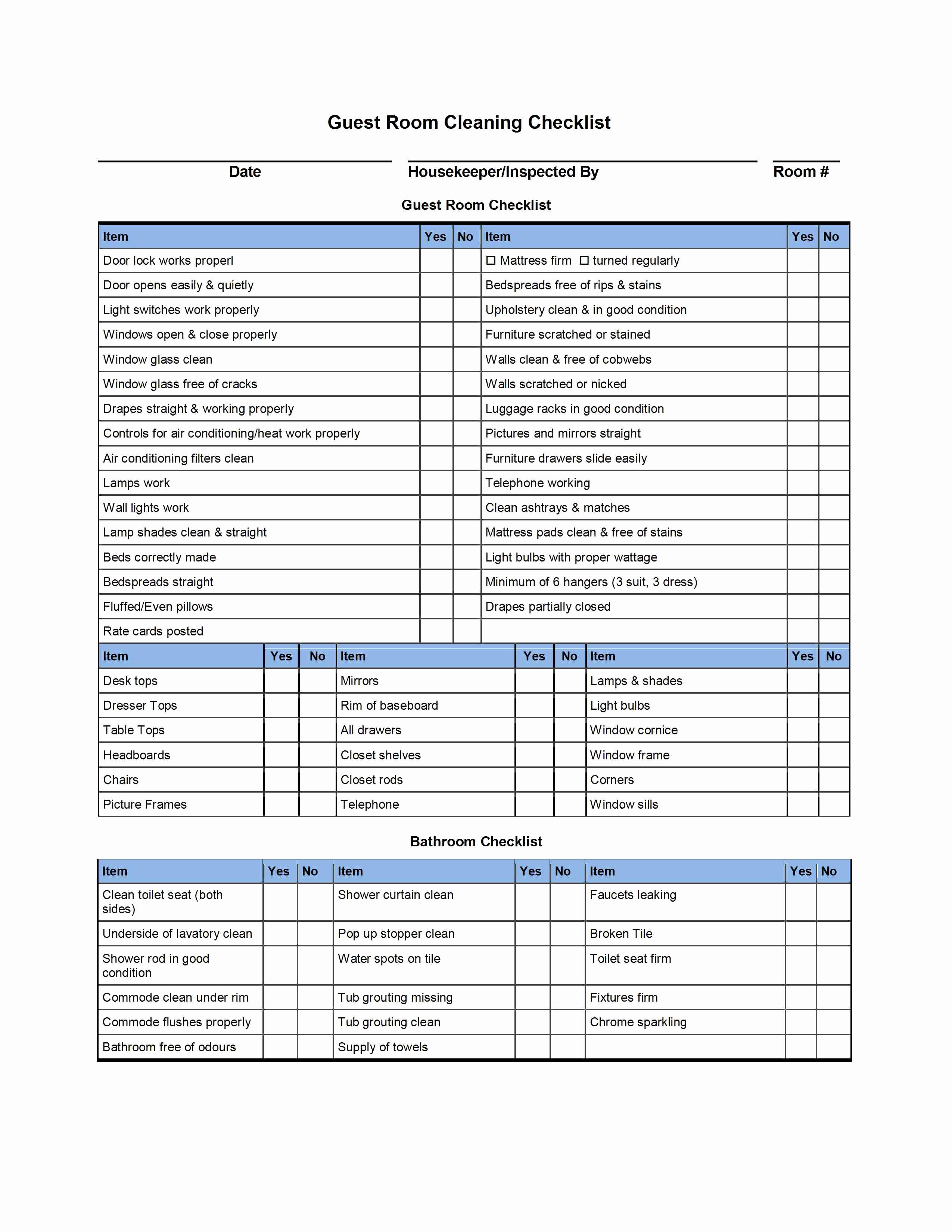 Cleaning Business Checklist Template Unique Guest Room Cleaning Checklist Template with Table
