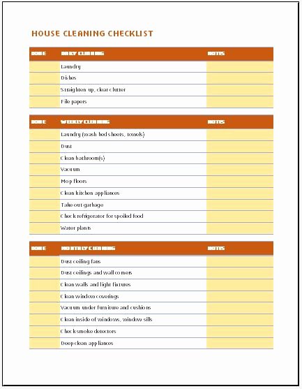 Cleaning Schedule Template Excel Beautiful Daily Weekly &amp; Monthly House Cleaning Checklist