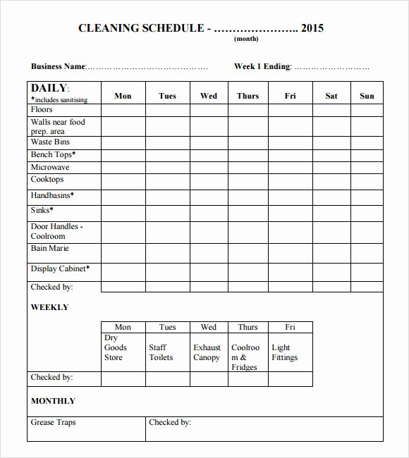 Cleaning Schedule Template Excel Best Of Cleaning Schedule Template
