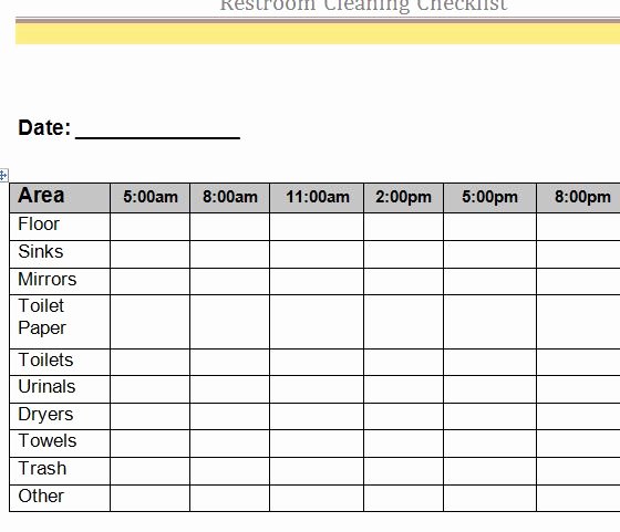 Cleaning Schedule Template Excel Inspirational Restroom Cleaning Checklist My Excel Templates