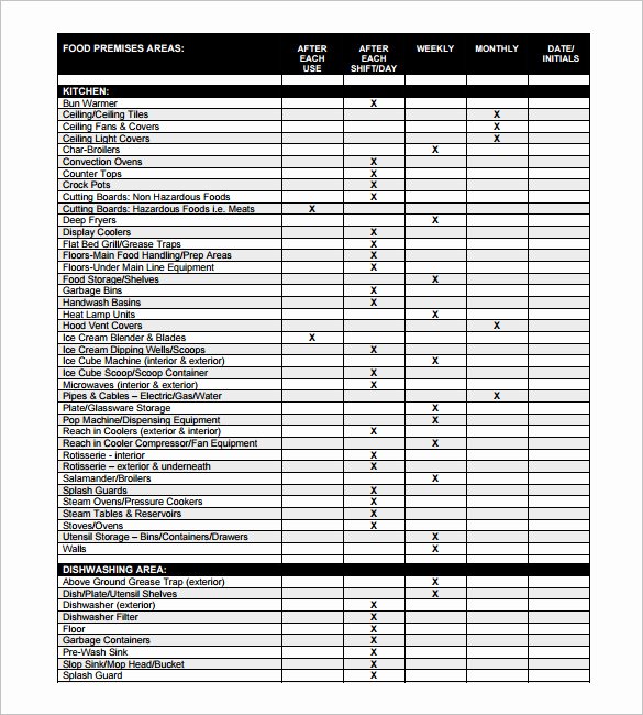 Cleaning Schedule Template for Restaurant Best Of Kitchen Schedule Templates 15 Free Word Excel Pdf