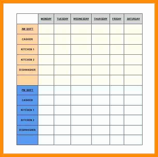 Cleaning Schedule Template for Restaurant Inspirational Free Restaurant Shift Scheduling Template Download