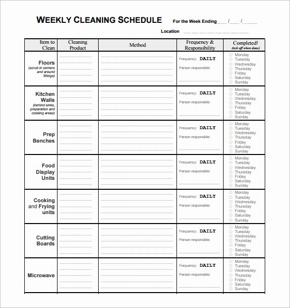 Cleaning Schedule Template for Restaurant Inspirational Restaurant Schedule Template 11 Free Excel Word
