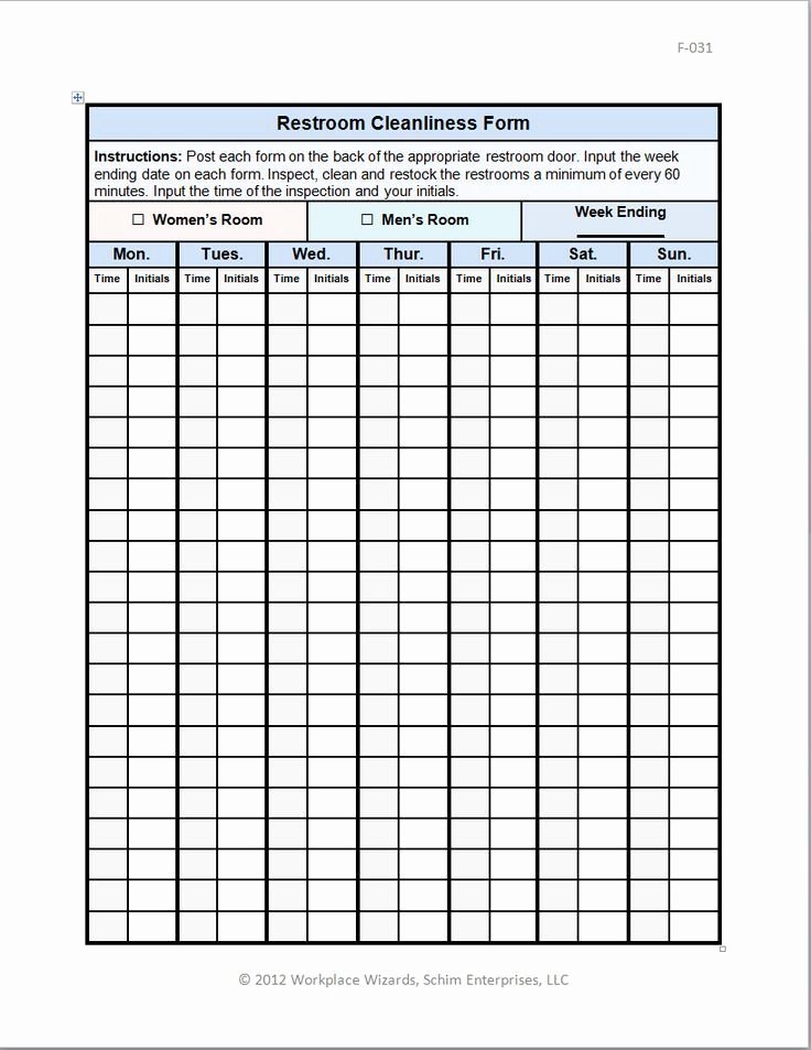 Cleaning Schedule Template for Restaurant Luxury Restaurant Restroom Cleaning Checklist