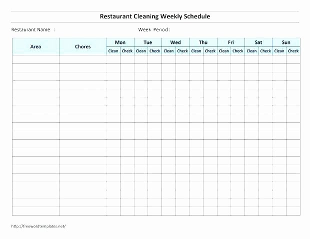 Cleaning Schedule Template for Restaurant New Restaurant Cleaning Schedule Checklist Template Excel