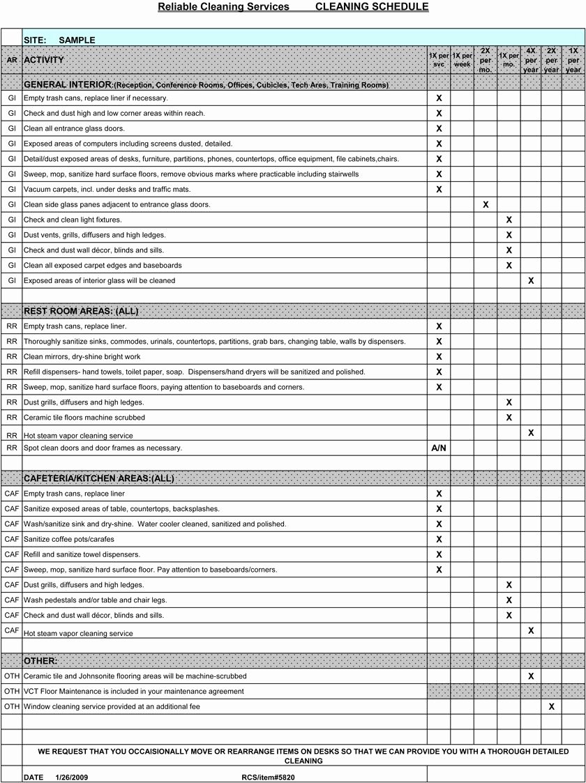 Cleaning Service Checklist Template Best Of Free Cleaning Schedule forms