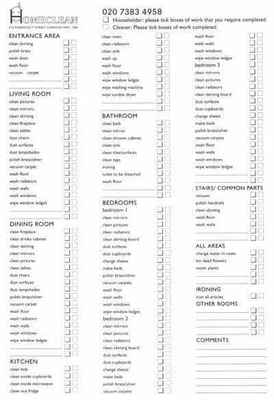 Cleaning Service Checklist Template Elegant Professional House Cleaning Checklist Template