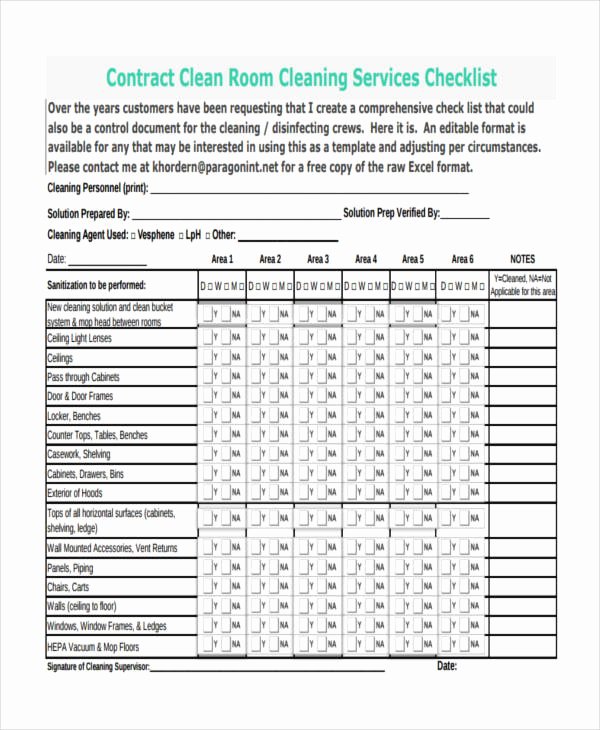 Cleaning Service Checklist Template Inspirational 36 Printable Checklist Templates