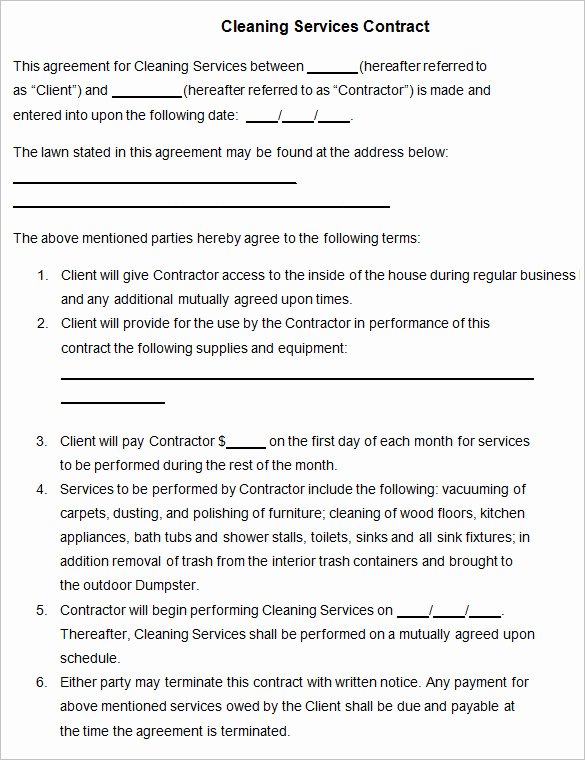 Cleaning Service Contract Template Best Of 22 Cleaning Contract Template Word Docs Pages