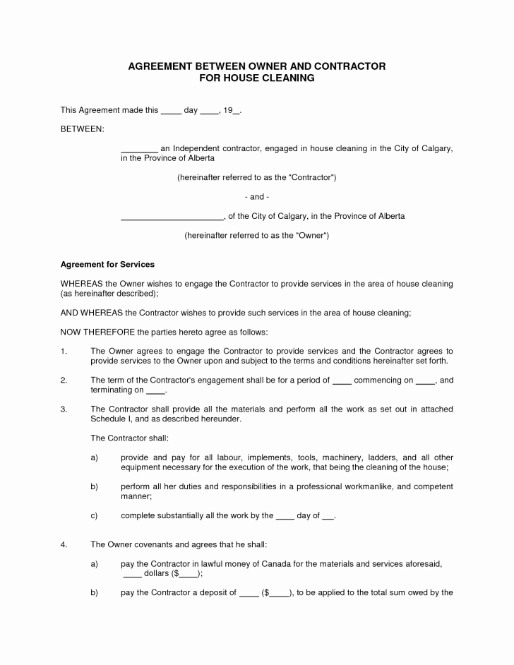 Cleaning Service Contract Template Unique Contract Cleaning Contract Template
