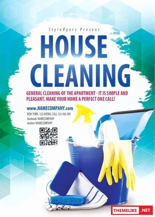 house cleaning psd flyer template
