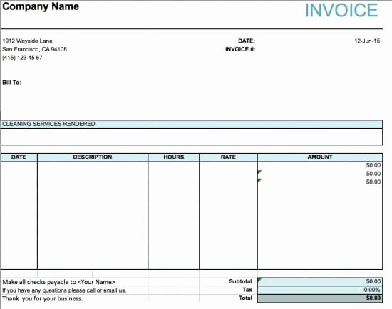 Cleaning Service Invoice Template Fresh Free House Cleaning Service Invoice Template Excel