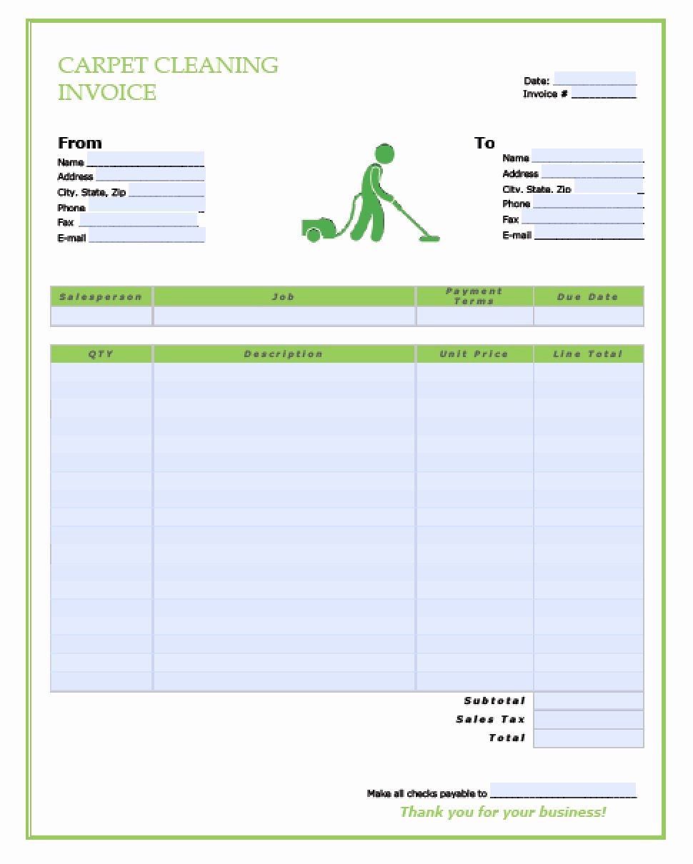 Cleaning Service Invoice Template Unique Free Carpet Cleaning Service Invoice Template