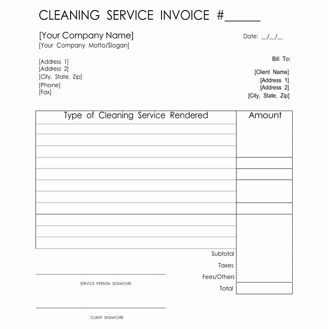 Cleaning Service Invoice Template Unique Free Printable Cleaning Service Invoice Templates 10