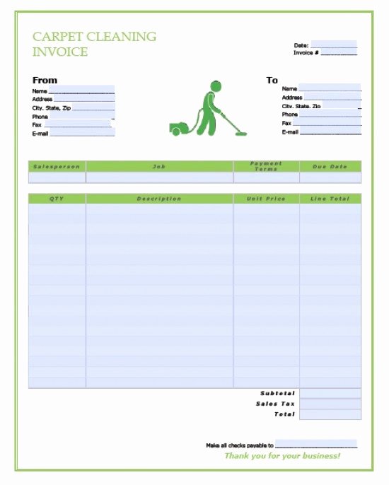 Cleaning Services Invoice Template Elegant Free Carpet Cleaning Service Invoice Template