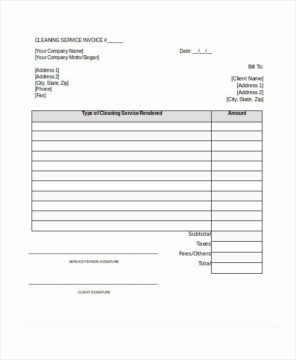 Cleaning Services Invoice Template Fresh Cleaning Invoice Template 7 Free Word Pdf Documents