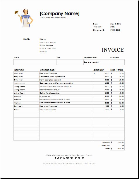 Cleaning Services Invoice Template Lovely House Cleaning Invoice Template or Maid Services Invoice
